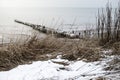 Snow on a beach and dunes - winter time Royalty Free Stock Photo