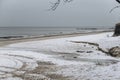 Snow on a beach and dunes - winter time Royalty Free Stock Photo