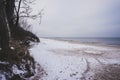Snow on a beach and dunes - winter time Royalty Free Stock Photo