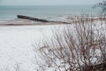 Snow on a beach and dunes - winter time Royalty Free Stock Photo