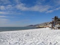 Snow on the beach, Sochi, Russia, Black Sea coast