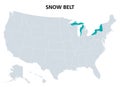Snow Belt of the United States, region near the Great Lakes, political map Royalty Free Stock Photo