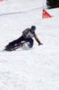 Snow biker fall on race