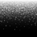 Snow on black background. Winter snowfall. Royalty Free Stock Photo