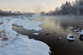 The snow block on the river