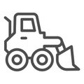 Snow blower line icon. Ice scraper and loader vehicle, plow truck symbol, outline style pictogram on white background Royalty Free Stock Photo