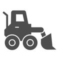 Snow blower solid icon. Ice scraper and loader vehicle, plow truck symbol, glyph style pictogram on white background