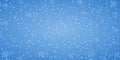 Snow blue background. Christmas snowy winter design. White falling snowflakes, abstract landscape. Cold weather effect Royalty Free Stock Photo