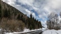 Snow. Blue Sky. Winter. Sky. Road. Hills. Cold Royalty Free Stock Photo