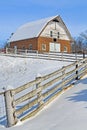 Snow Brick Barn Royalty Free Stock Photo