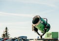 Snow cannon in parking Royalty Free Stock Photo