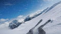 Man Down on Winter Slopes Austria Solden with Ski Royalty Free Stock Photo