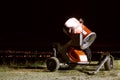 Snow cannon - Snowmaking system in the ski resort - red high-tech system, sprinkling snow of red color