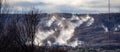 Snow cannons making snow on Granite Peak Ski Hill in Rib Mountain, Wausau, Wisconsin just before they open Royalty Free Stock Photo