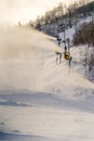 Snow cannons preparing ski slope in Park City Utah