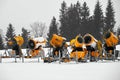 Snow cannons in a row