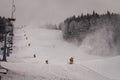 Snow cannons on the slope