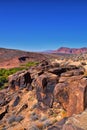 Snow Canyon Red Rock View from Petroglyphs hiking trail St George Utah on Land Hill from Ancestral Puebloan and Southern Paiute Na Royalty Free Stock Photo