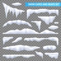 Snow Capes And Piles Transparent Set Royalty Free Stock Photo