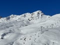 Snow-capped alpine peak Plattenhorn (2554 m) in the Plessur Alps mountain range (Plessuralpen Royalty Free Stock Photo