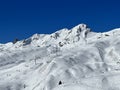 Snow-capped alpine peak Plattenhorn (2554 m) in the Plessur Alps mountain range (Plessuralpen Royalty Free Stock Photo