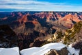 Snow-Capped Canyon View in World-Famous Grand Canyon National Park,Arizona Royalty Free Stock Photo
