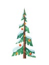 Snow-capped Christmas tree flat vector illustration