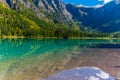Snow Capped Heavens Peak Reflecting On The Clear Water of Avalanche Lake Royalty Free Stock Photo