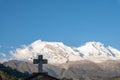 Snow-capped Huascaran mountain seen from the Yungay village in Peru.