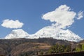 Snow-capped Huascaran seen from the district of Shupluy