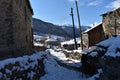 Winter in Ushguli in the Caucasus Mountains in Samegrelo-Zemo Svaneti region  georgia Royalty Free Stock Photo