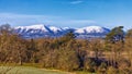 Snow-capped Malvern Hills, Worcestershire, England.