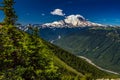 Snow Capped Mount Rainier from Top of Crystal Mountain. Royalty Free Stock Photo