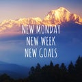 Inspirational quotes text - New Monday New Week New Goals Royalty Free Stock Photo