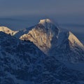 Snow capped mountain Kusum Kanguru. Royalty Free Stock Photo