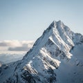 Snow capped mountain peak with sharp jagged ridges possibly part of the Royalty Free Stock Photo