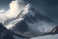 Snow Capped Mountain Under Gray Clouds generative by Ai