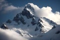 Snow Capped Mountain Under Gray Clouds generative by Ai