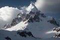 Snow Capped Mountain Under Gray Clouds generative by Ai