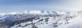 Snow capped mountains, Blackcomb and Whistler ski resort in British Columbia, Canada. Royalty Free Stock Photo