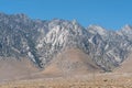 Snow capped mountains in the desert of Ridgecrest, California, USA