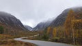 Road to Nigardsbreen glacier valley in Autumn in Norway Royalty Free Stock Photo