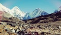 Snow capped mountains on the way to everest base camp