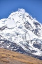 The snow capped peak of Mt Ausangate. Cordillera Vilcanota, Cusco, Peru Royalty Free Stock Photo