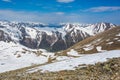 Snow-capped peaks of the Caucasus Mountains. Karachay-Cherkessia, Russia