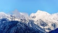 The Snow Capped Peaks the Tingle Peaks and other Mountain Peaks of the Coast Mountains in British Columbia, Canada Royalty Free Stock Photo