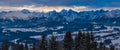 snow-capped Tatras, the background of the setting sun Royalty Free Stock Photo