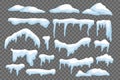 Snow caps with icicles isolated elements set in flat design. Vector illustration Royalty Free Stock Photo