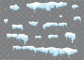 Snow caps, snowballs and snowdrifts set. Snow cap vector collection. Winter decoration element. Snowy elements on winter Royalty Free Stock Photo