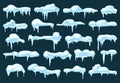 Snow caps, snowy ice or frozen icicles cartoon set Royalty Free Stock Photo